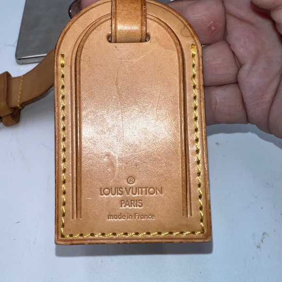 Louis Vuitton Luggage Tag Leather Tan Vintage Travel Bag Accessory - Picture 5 of 8